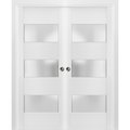 Sartodoors Double Pocket Interior Door, 56" x 96", White LUCIA4070DP-BEM-5696